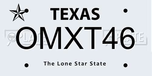 OMXT46 Texas License Plate