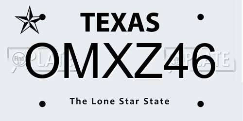OMXZ46 Texas License Plate