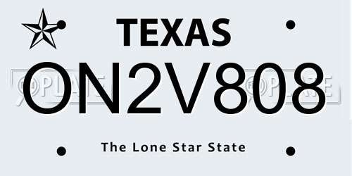 ON2V808 Texas License Plate