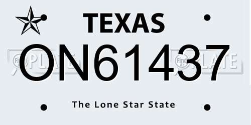 ON61437 Texas License Plate