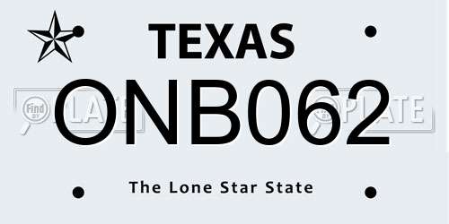ONB062 Texas License Plate