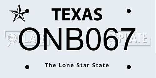 ONB067 Texas License Plate