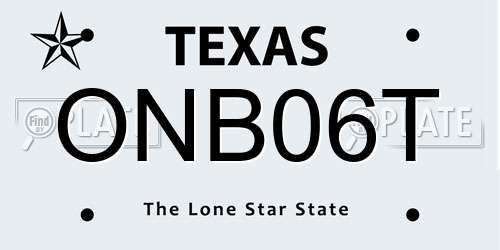 ONB06T Texas License Plate