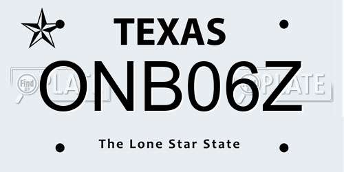 ONB06Z Texas License Plate