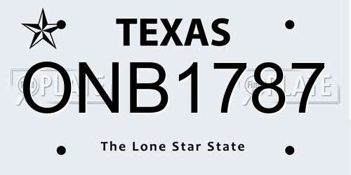 ONB1787 Texas License Plate