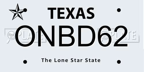 ONBD62 Texas License Plate
