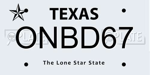 ONBD67 Texas License Plate