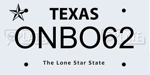 ONBO62 Texas License Plate
