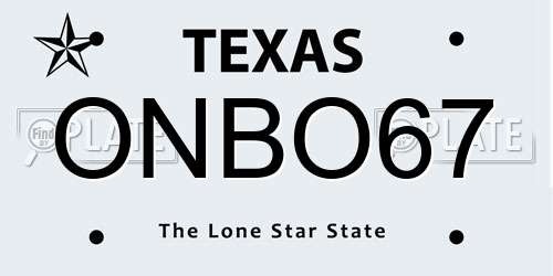 ONBO67 Texas License Plate