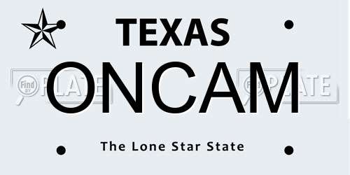 ONCAM Texas License Plate
