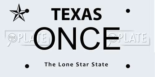 ONCE Texas License Plate