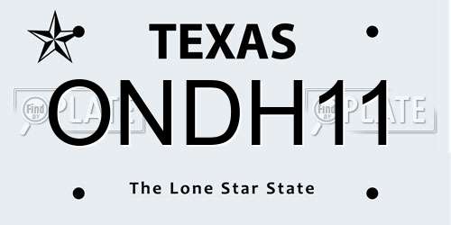ONDH11 Texas License Plate