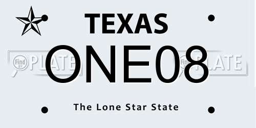 ONE08 Texas License Plate