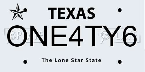 ONE4TY6 Texas License Plate