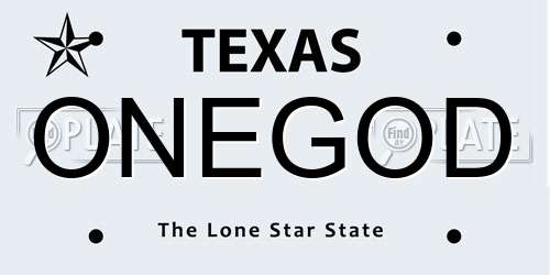 ONEGOD Texas License Plate