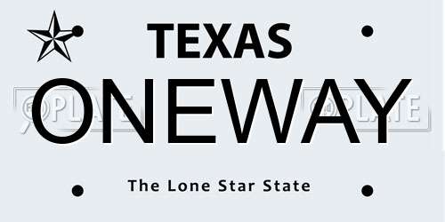 ONEWAY Texas License Plate
