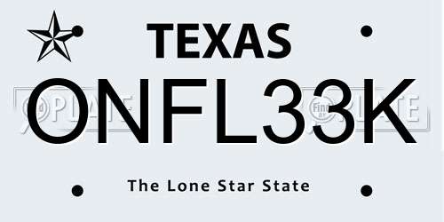 ONFL33K Texas License Plate