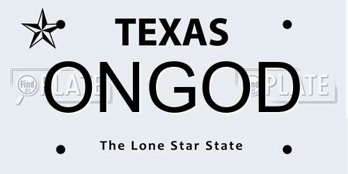 ONGOD Texas License Plate