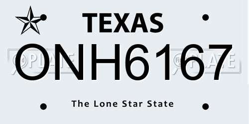 ONH6167 Texas License Plate