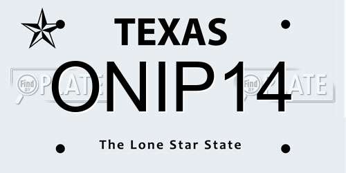 ONIP14 Texas License Plate
