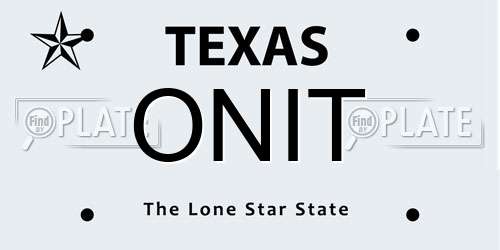 ONIT Texas License Plate