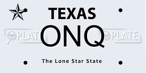 ONQ Texas License Plate