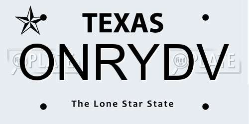 ONRYDV Texas License Plate