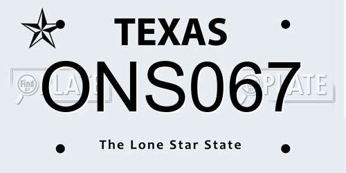 ONS067 Texas License Plate