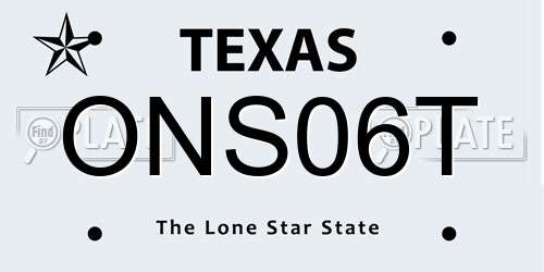 ONS06T Texas License Plate