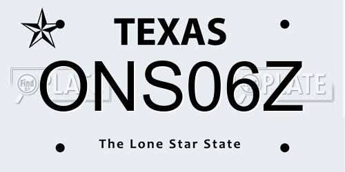 ONS06Z Texas License Plate