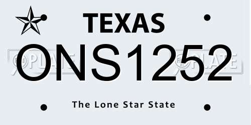 ONS1252 Texas License Plate