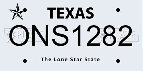 ONS1282 Texas License Plate
