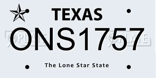ONS1757 Texas License Plate