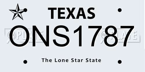 ONS1787 Texas License Plate