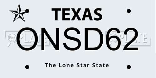 ONSD62 Texas License Plate