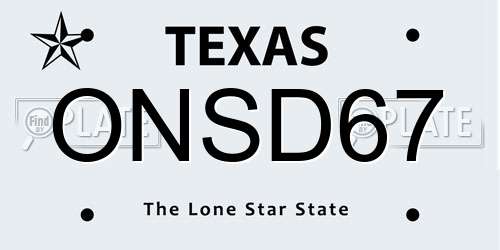 ONSD67 Texas License Plate