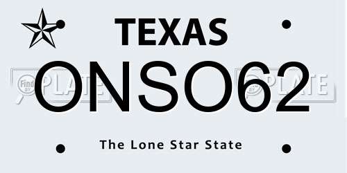 ONSO62 Texas License Plate