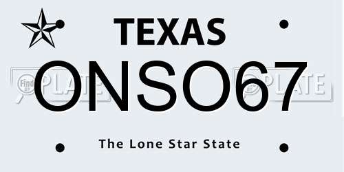 ONSO67 Texas License Plate