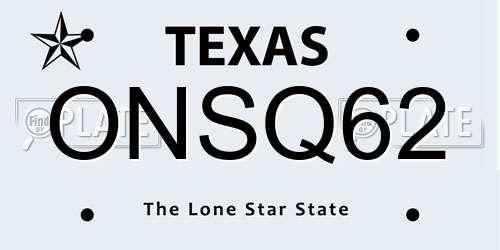 ONSQ62 Texas License Plate