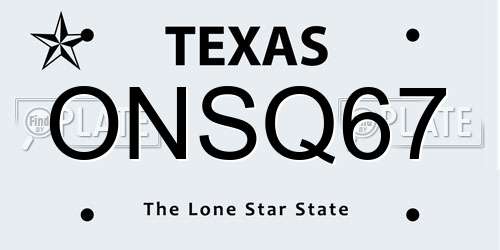 ONSQ67 Texas License Plate