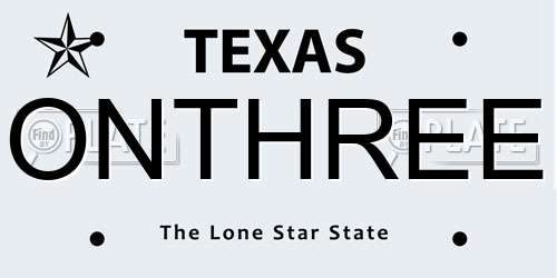 ONTHREE Texas License Plate