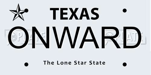ONWARD Texas License Plate