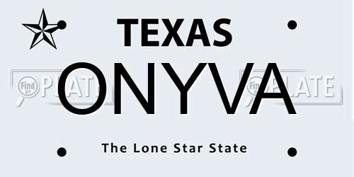 ONYVA Texas License Plate