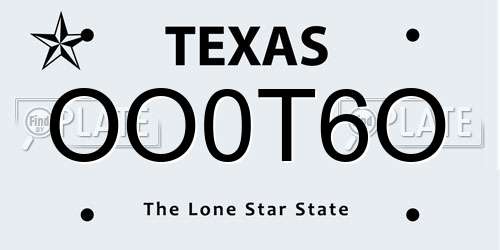 OO0T6O Texas License Plate