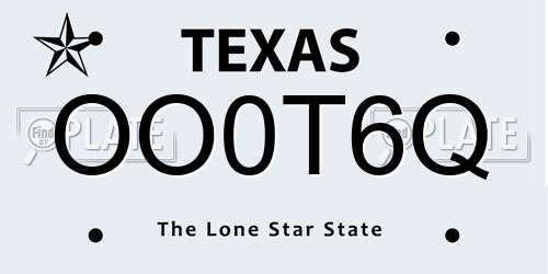 OO0T6Q Texas License Plate