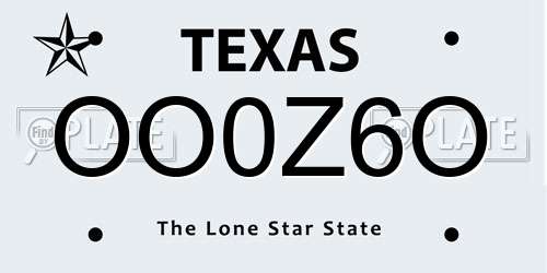 OO0Z6O Texas License Plate