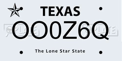 OO0Z6Q Texas License Plate