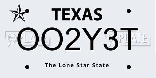 OO2Y3T Texas License Plate
