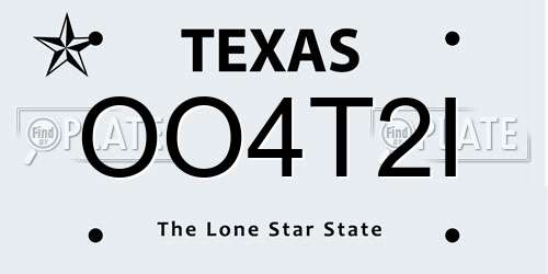 OO4T2I Texas License Plate