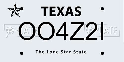 OO4Z2I Texas License Plate